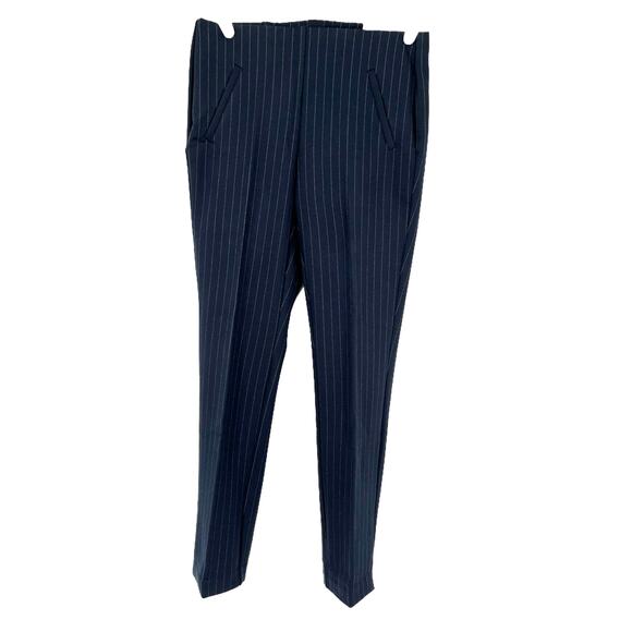 Chico's 360 Juliet Ankle Pants in Navy Blue with White Pinstripe Size 6 - Picture 1 of 11